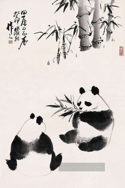 Wu zuoren Panda essen Bambus Chinesische Malerei Ölgemälde